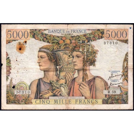 F 48-04 - 05/04/1951 - 5000 francs - Terre et Mer - Série R.59 - Etat : TB