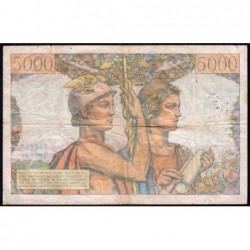 F 48-05 - 16/08/1951 - 5000 francs - Terre et Mer - Série W.80 - Remplacement - Etat : TB+