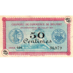 Belfort - Pirot 23-26 - 50 centimes - Série 101 - 28/07/1917 - Etat : SPL