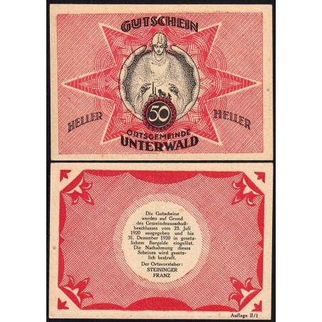 Autriche - Notgeld - Unterwald - 50 heller - Type II a - 23/07/1920 - Etat : pr.NEUF