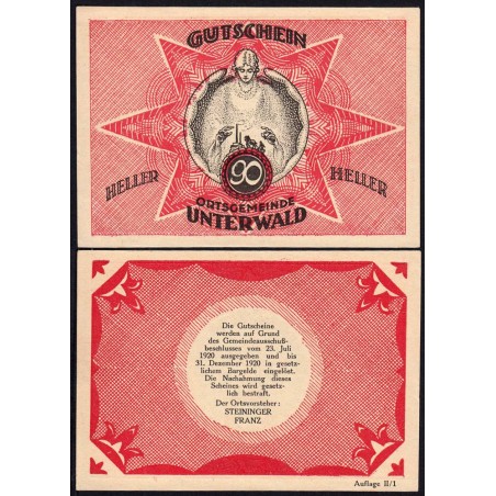 Autriche - Notgeld - Unterwald - 90 heller - Type II a - 23/07/1920 - Etat : pr.NEUF