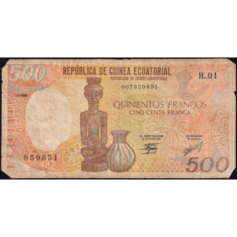 Guinée Equatoriale - Pick 20 - 500 francs - Série H.01 - 01/01/1985 - Etat : B-