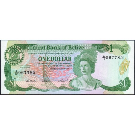 Belize - Pick 46c - 1 dollar - Série A/12 - 01/01/1987 - Etat : NEUF