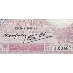 F 04-05 - 10/08/1939 - 5 francs - Violet modifié - Série H.60487 - Etat : TB