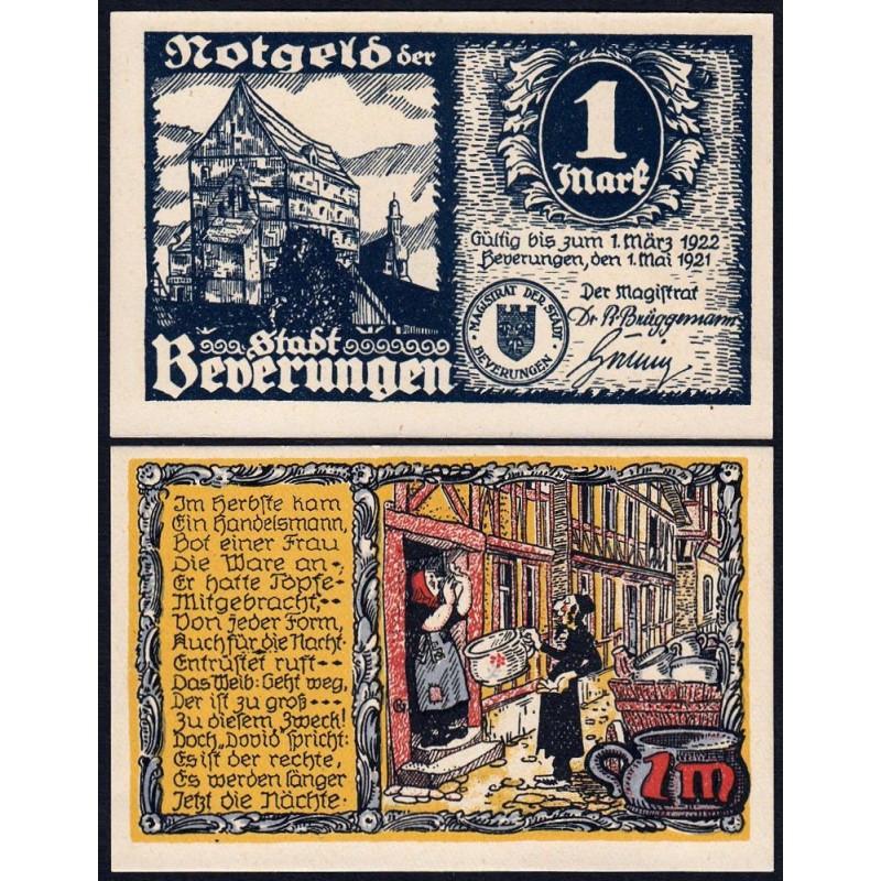 Allemagne - Notgeld - Beverungen - 1 mark - 01/05/1921 - Etat : NEUF