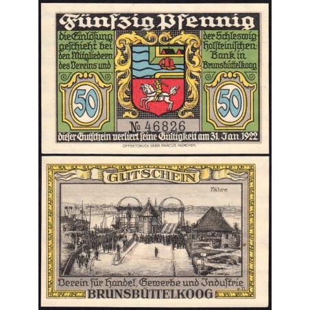 Allemagne - Notgeld - Brünsbuttelkoog - 50 pfennig - 1921 - Etat : pr.NEUF