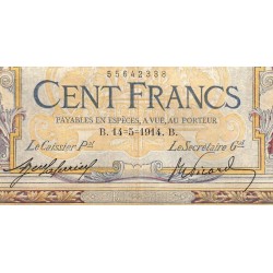 F 23-06 - 14/05/1914 - 100 francs - Merson sans LOM - Série S.2226 - Etat : B+