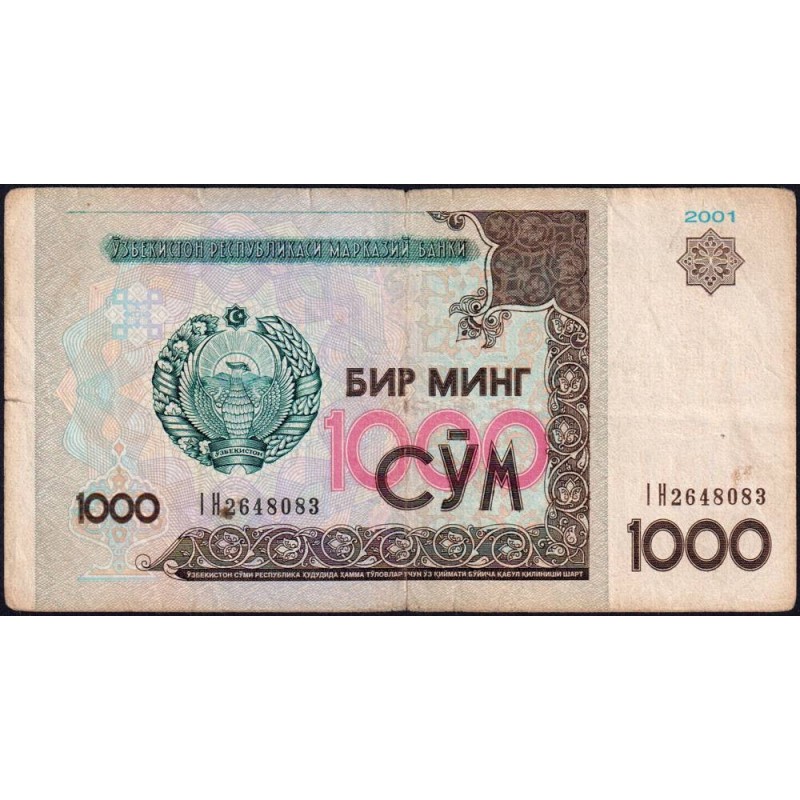 Ouzbékistan - Pick 82 - 1'000 som - Série IH - 2001 - Etat : TB