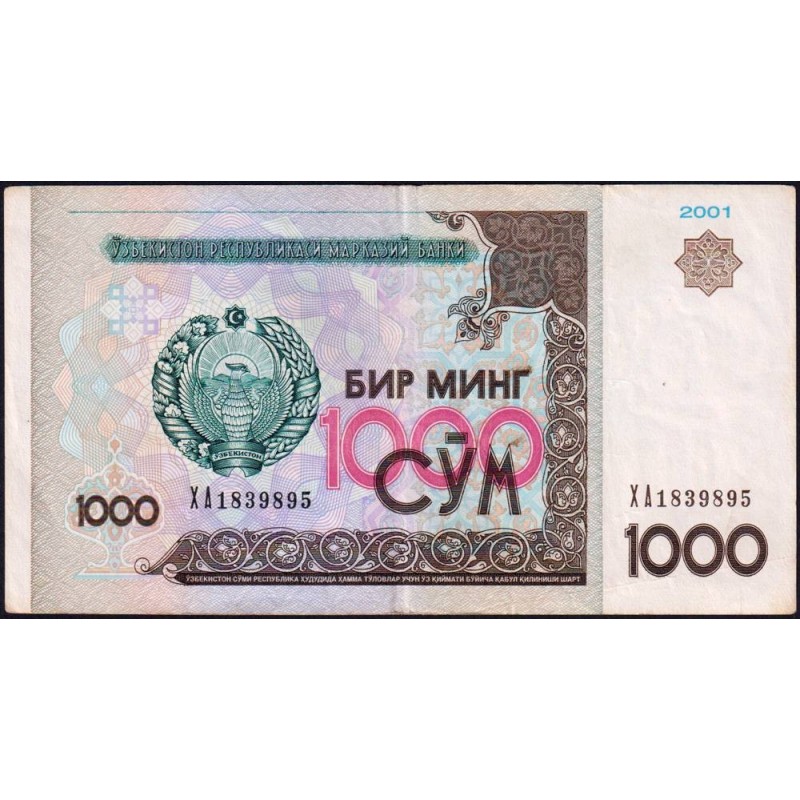 Ouzbékistan - Pick 82 - 1'000 som - Série XW - 2001 - Etat : TTB