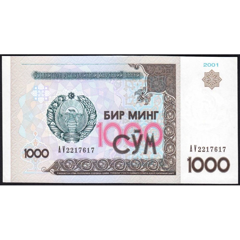 Ouzbékistan - Pick 82 - 1'000 som - Série AV - 2001 - Etat : pr.NEUF