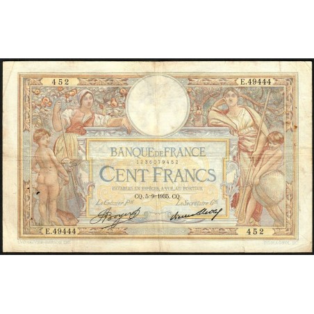 F 24-14 - 05/09/1935 - 100 francs - Merson grands cartouches - Série E.49444 - Etat : TB