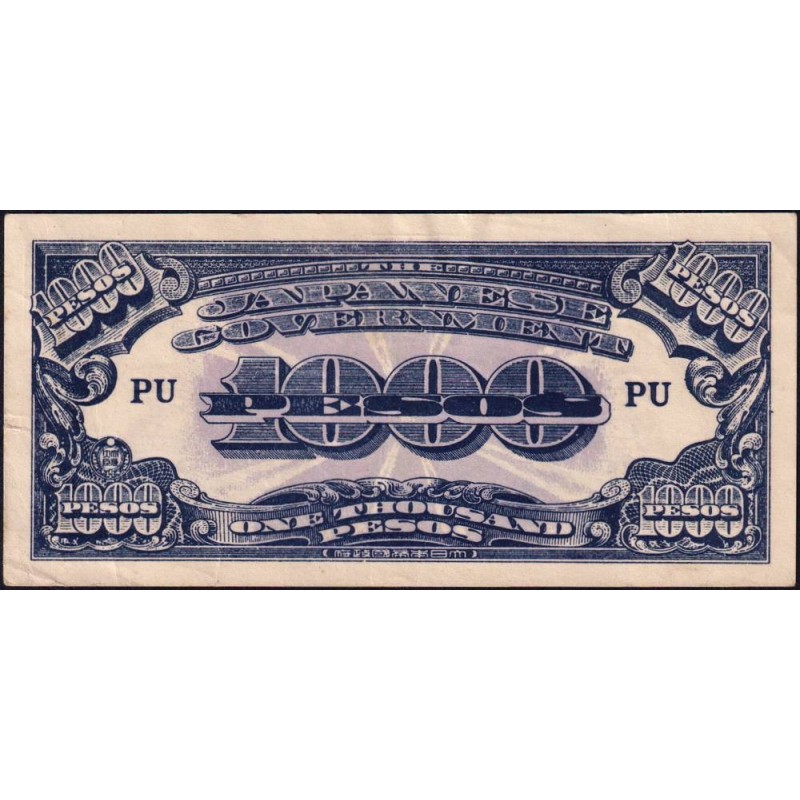 Philippines - Gouvernement Japonais - Pick 115d - 1'000 pesos - Série PU - 1945 - Etat : TTB+