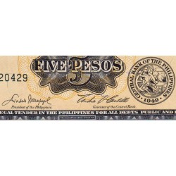 Philippines - Pick 135e - 5 pesos - Série EE - 1949 (1962) - Etat : NEUF