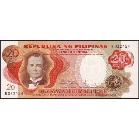 Philippines - Pick 145b_1- 20 piso - Série R - 1949 (1970) - Etat : NEUF