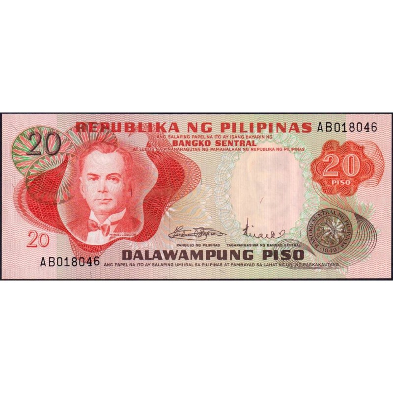 Philippines - Pick 150a - 20 piso - Série AB - 1949 (1972) - Etat : NEUF