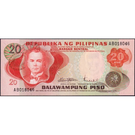 Philippines - Pick 150a - 20 piso - Série AB - 1949 (1972) - Etat : NEUF