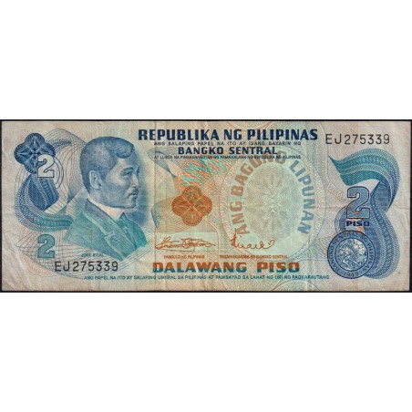 Philippines - Pick 152a_2 - 2 piso - Série EJ - 1949 (1974) - Etat : TB-