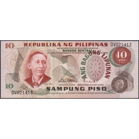 Philippines - Pick 154a_2 - 10 piso - Série DV - 1949 (1974) - Etat : NEUF