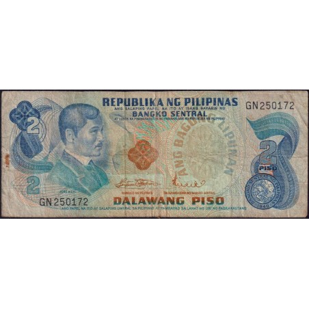 Philippines - Pick 152a_2 - 2 piso - Série GN - 1949 (1974) - Etat : B+