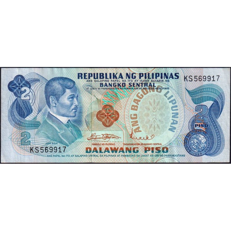 Philippines - Pick 152a_2 - 2 piso - Série KS - 1949 (1974) - Etat : TTB+