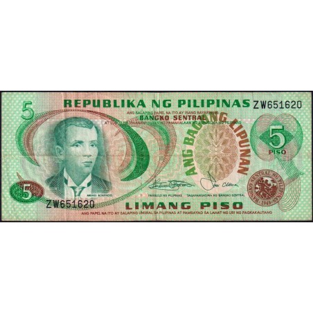 Philippines - Pick 160b - 5 piso - Série ZW - 1949 (1981) - Etat : TB