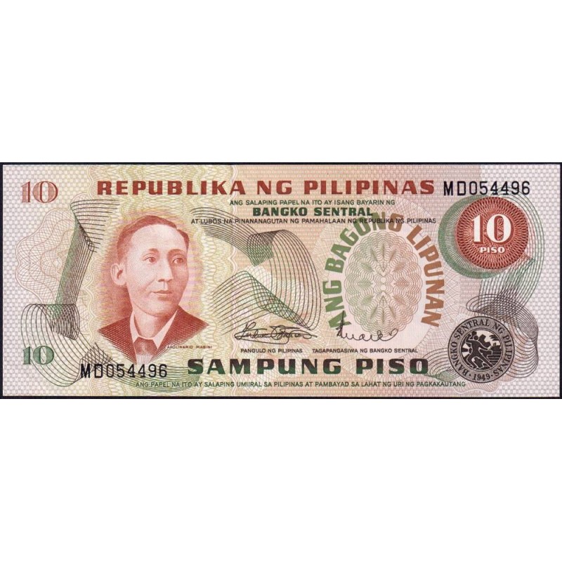 Philippines - Pick 161a - 10 piso - Série MD - 1949 (1978) - Etat : SPL