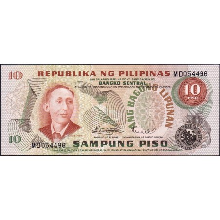 Philippines - Pick 161a - 10 piso - Série MD - 1949 (1978) - Etat : SPL