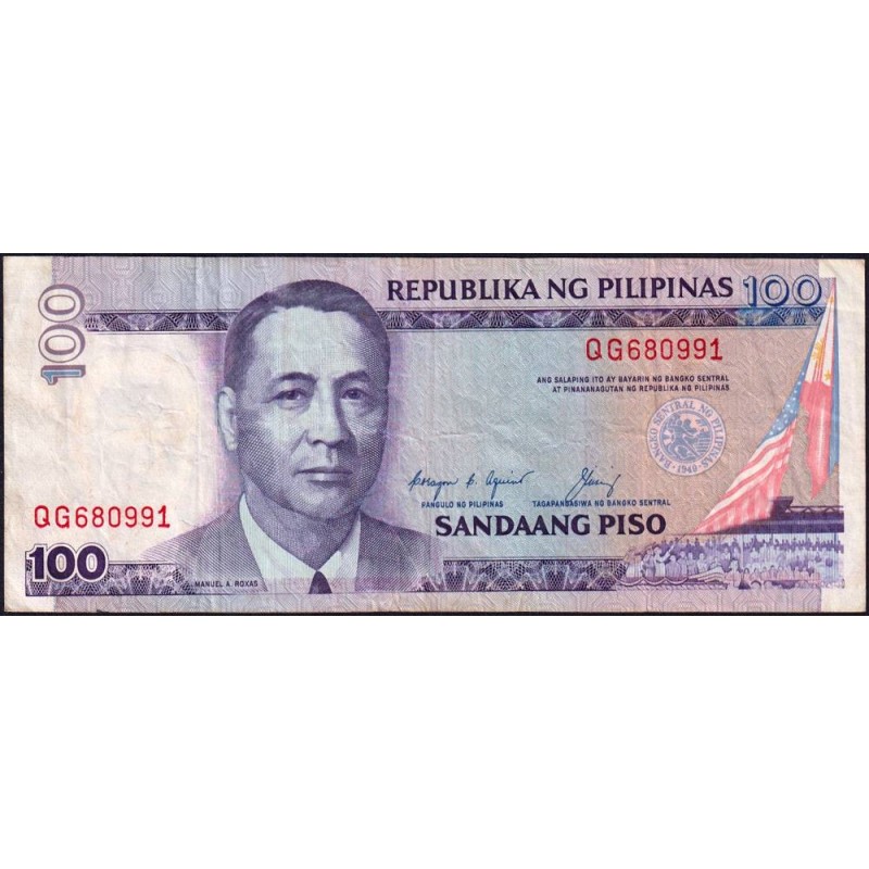 Philippines - Pick 172d_2 - 100 piso - Série QG - 1949 (1990) - Etat : TB+