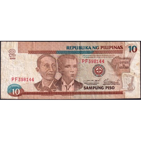 Philippines - Pick 187f_2 - 10 piso - Série PF - 2000 - Etat : TB