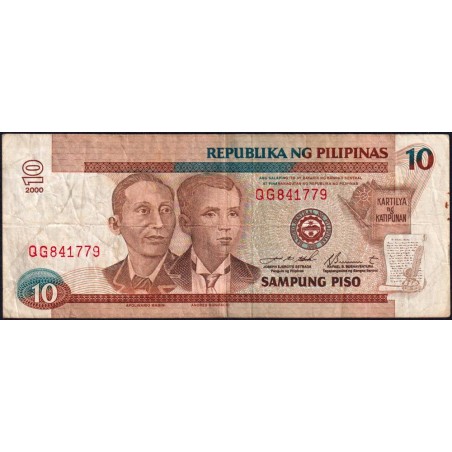 Philippines - Pick 187f_2 - 10 piso - Série QG - 2000 - Etat : TB