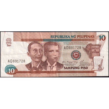 Philippines - Pick 187i - 10 piso - Série AD - 2001 - Etat : TTB