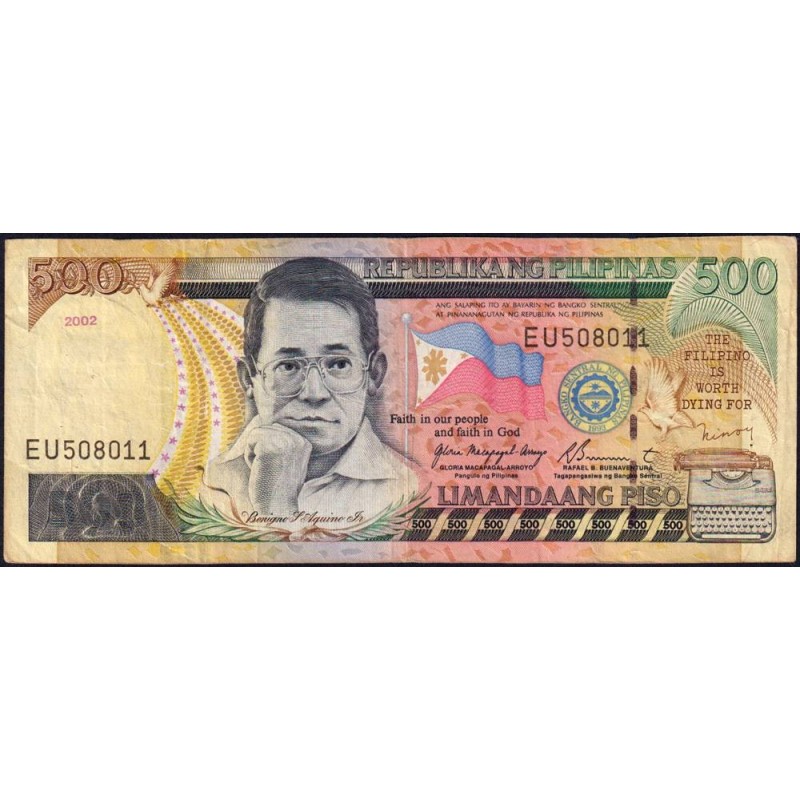 Philippines - Pick 196a_2 - 500 piso - Série EU - 2002 - Etat : TB+