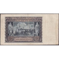 Pologne - Pick 95 - 20 zlotych - Série K - 01/03/1940 - Etat : TTB-