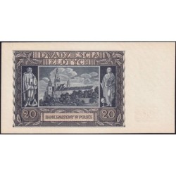 Pologne - Pick 95 - 20 zlotych - Série L - 01/03/1940 - Etat : pr.NEUF