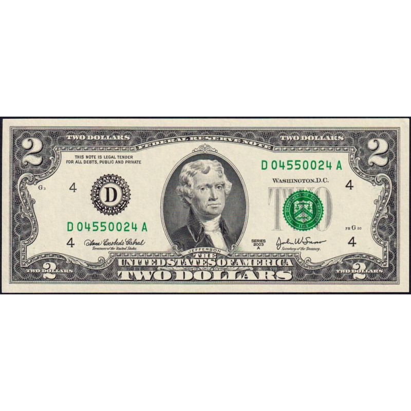 Etats Unis - Pick 516b - 2 dollars - Série D A - 2003 A - Cleveland - Etat : pr.NEUF