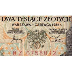 Pologne - Pick 147c - 2'000 zlotych - Série BZ - 01/06/1982 - Etat : TTB