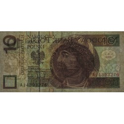 Pologne - Pick 173a_1 - 10 zlotych - Série AJ - 25/03/1994 - Etat : TTB-