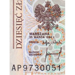 Pologne - Pick 173a_1 - 10 zlotych - Série AP - 25/03/1994 - Etat : SPL