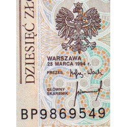 Pologne - Pick 173a_1 - 10 zlotych - Série BP - 25/03/1994 - Etat : TTB+