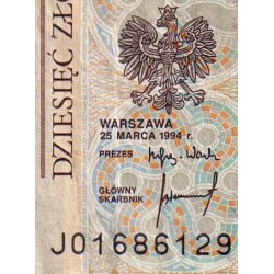 Pologne - Pick 173a_2 - 10 zlotych - Série JO - 25/03/1994 - Etat : TB