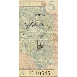 AOF - Pick 25_4 - 5 Francs - Série - F.10545 - 15/06/1942 - Etat : B+