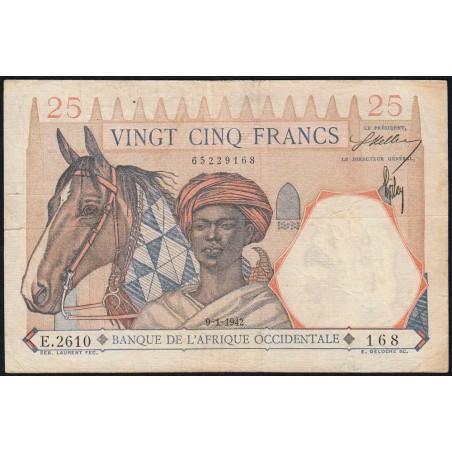 AOF - Pick 27_1 - 25 Francs - Série - E.2610 - 09/01/1942 - Etat : TB+