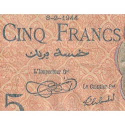 Tunisie - Pick 15 - 5 francs - Série Y.143 - 08/02/1944 - Etat : TB