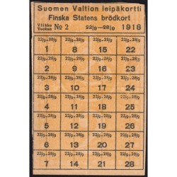 Finlande - Carte de rationnement de pain - 22/09/1918 - Etat : TTB+