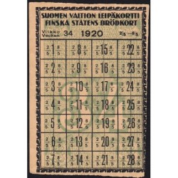 Finlande - Carte de rationnement de pain - 02/05/1924 - Etat : SUP