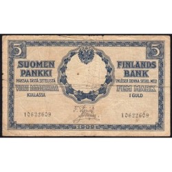 Finlande - Pick 9b_3 - 5 markkaa kullassa - 1909 - Etat : B+