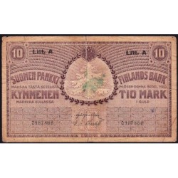 Finlande - Pick 25_5 - 10 markkaa kullassa - Litt. A - 1909 (1918) - Etat : B-
