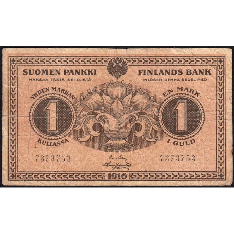 Finlande - Pick 19_1 - 1 markan kullassa - 1916 - Etat : TB-