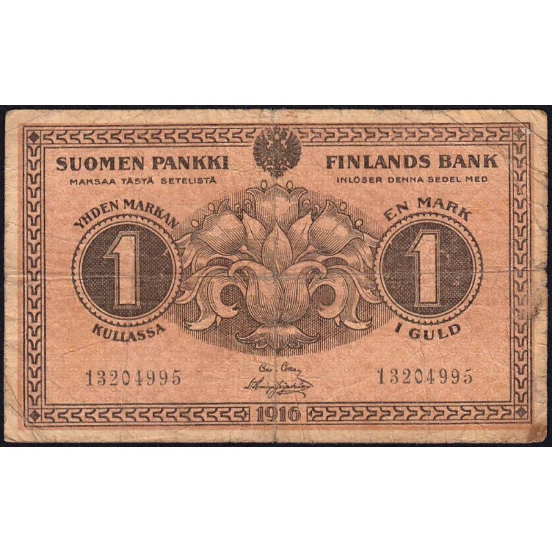 Finlande - Pick 19_1 - 1 markan kullassa - 1916 - Etat : TB+