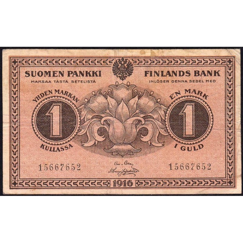 Finlande - Pick 19_1 - 1 markan kullassa - 1916 - Etat : B